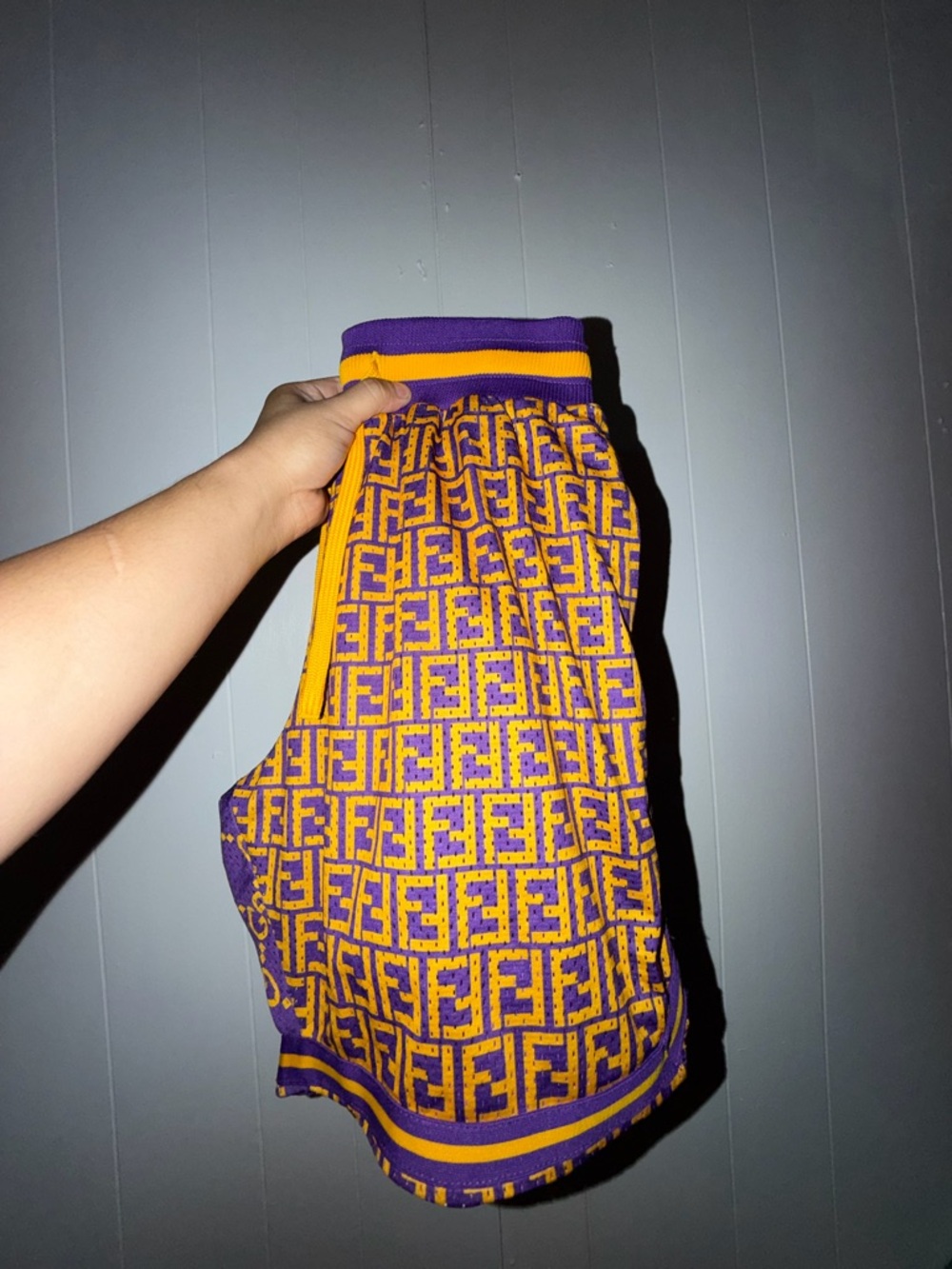 Purple & Gold Monogram Knit Shorts